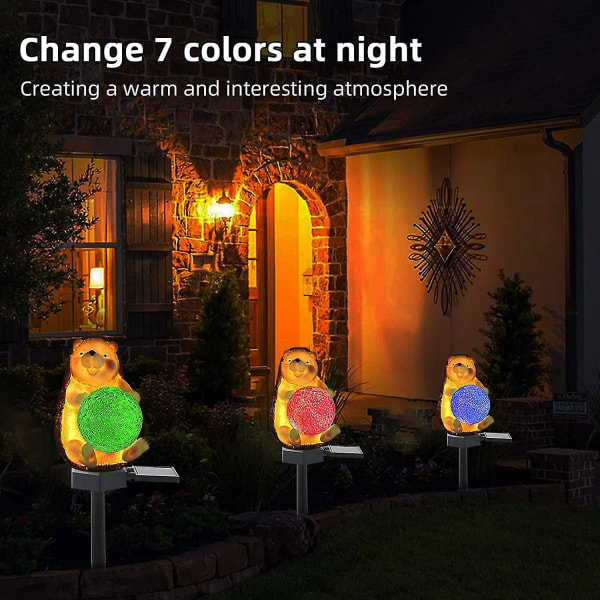 Solar Garden Lights Utendørs Dekor, Solar Hedgehog Stake Lights Multi-color Chang