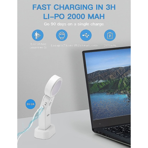 Automatisk LED Natlampe, Bevægelsessensor LED Lampe Med 3 Tilstande (auto/til/fra), 360 Graders Rotation Justerbar [Energiklasse A+++]
