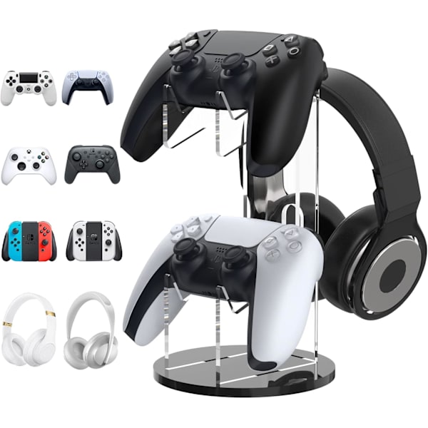 Universal Gamepad- och Headset-hållare, 2 i 1 Gamepad-hållare, Stor