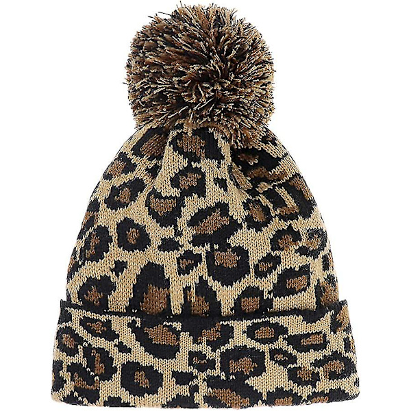 Dam vintermössa varm stickad mössa med fuskpäls pompom