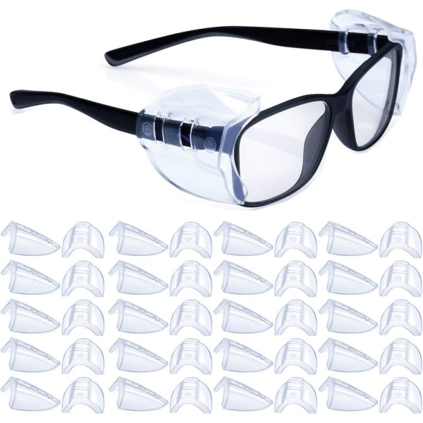 30 par skyddsglasögon sidoskydd Stora, Slip-on sidoskydd, passar små till medelstora glasögonbågar klara