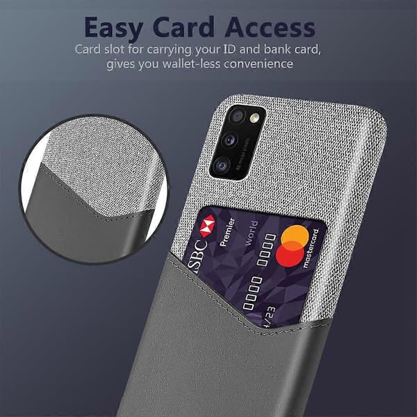Lemonda PU-læderbelagt PC-telefoncover med kortplads til Samsung Galaxy A41 (Global Version) - Grå Style Grey