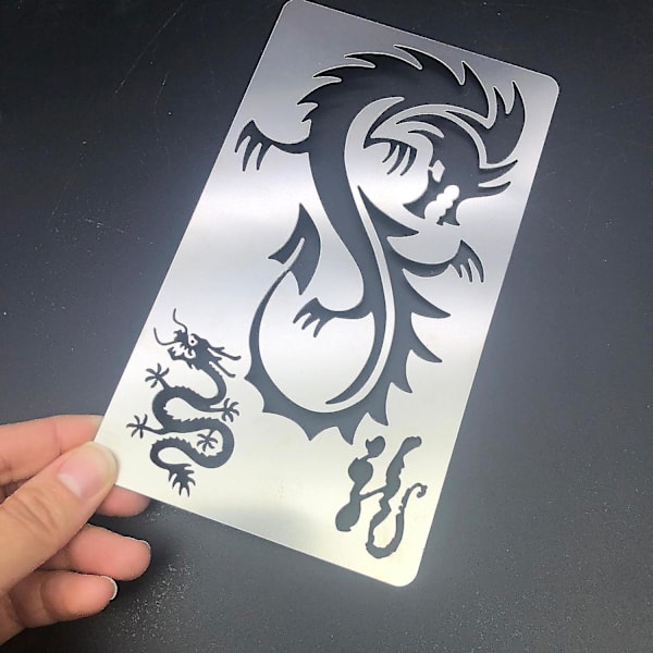 Metalljournal Stencils Dragon Rustfritt Stål Mal for Maling Trebrenning