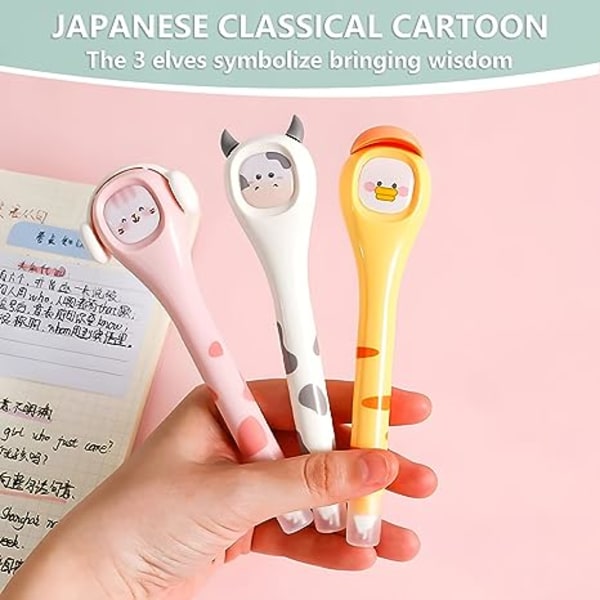 Vit korrigering med penna, söt snabbtorkande japansk vit penna med lättanvänd Kawaii pennformad applikator för skola hem kontor student barn Instan