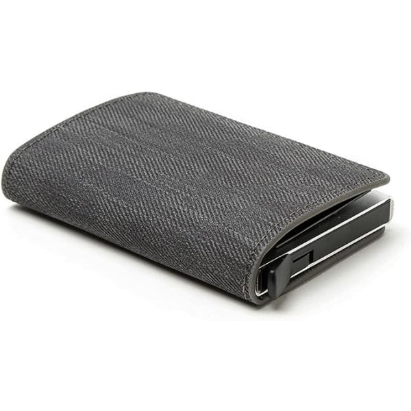 Pengeclips Mini Slank Anti-Theft Clutch Enkeltboks Mænd Kvinder tegnebogsblokerende kortholder Denim Business Pop-up Metal ID-etui (farve: Grå)