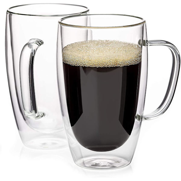 16oz Eristetyt Kahvimukit, Lasiteemukit, Kaksoisseinäiset Lasikahvimukit, Teekupit, Latte