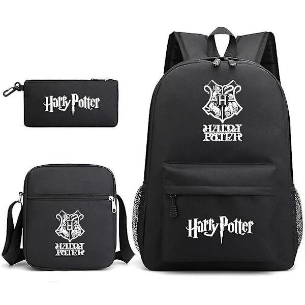 3 kappaletta/setti Harry Potter -reppu tytöille ja pojille, olkalaukku, kynälaukut, painetut rennot koululaukut, ulkoilulahja H10