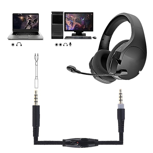 For -hyperx Cloud Alpha/flight Kuulokkeiden kaapeli Äänenvoimakkuuden säätimellä