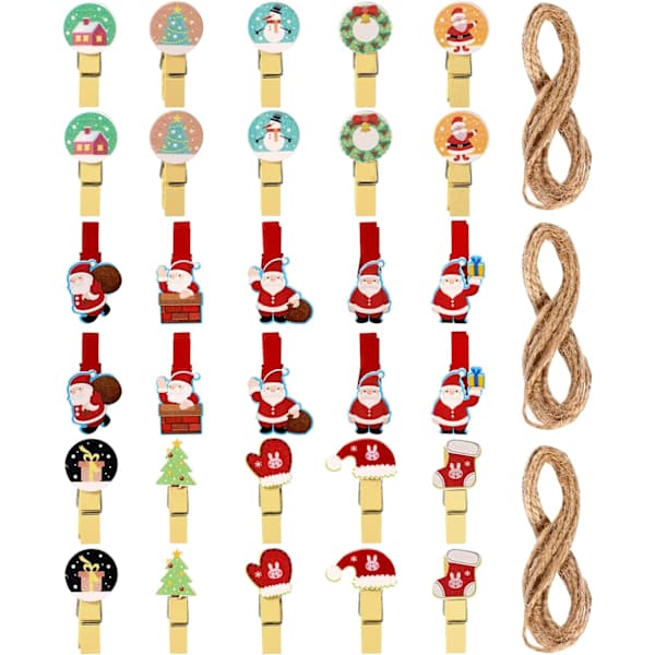 30 stk. juletreklips, mini klesklyper julepynt