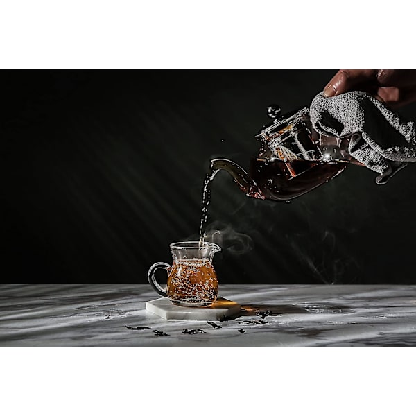Glass tekanne med avtagbart lokk i rustfritt stål og teinfuser, 33 oz