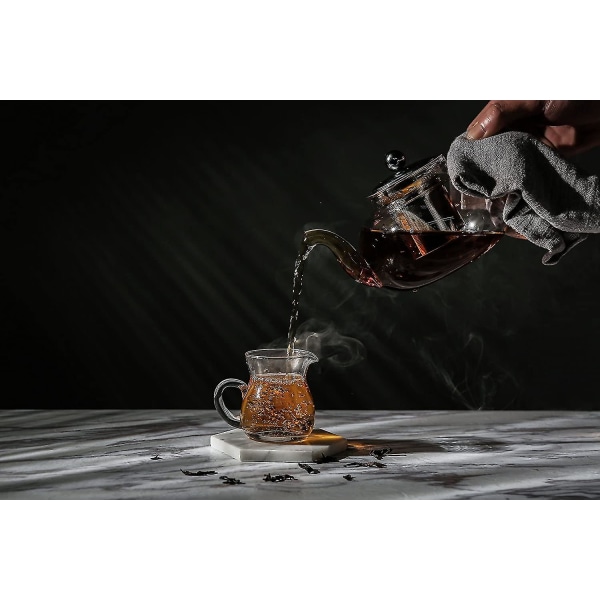 Glastekanna med avtagbart lock i rostfritt stål och infuser, 33 uns
