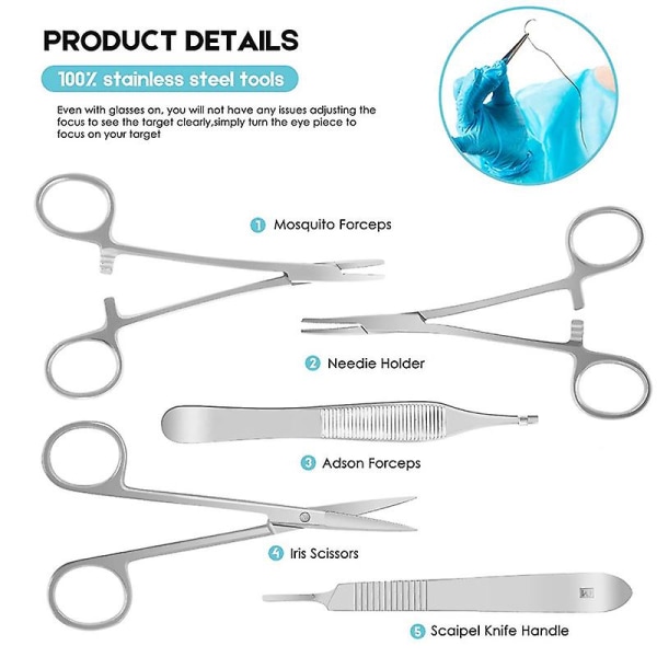 Komplett Suture Kit för Studenter, inklusive Silikon Suture Pad och Suture Verktyg för övning