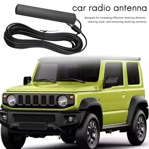 Ant-309 Car Radio Antenne - Universal Car Fm Radio Antenne Patch Sort Radio Antenne Forstærker Antenne Forrude Mount 85-112mhz 5m Kabel