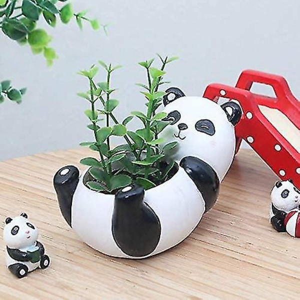 Suloinen Panda Flowerpot Animal Resin mehevä istutuspöytäminikoriste