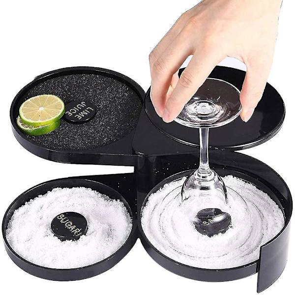 3-delad glasfåll, lime salt socker rimmer för Margarita och cocktail, bartenderverktyg