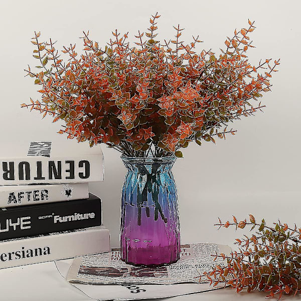 8 Pakke Kunstig Efterår Buksbom Ingen Falmning Faux Efterår Planter, Falsk Indendørs Udendørs Greenery Efterår Dekoration Til Hjem Thanksgiving Jul