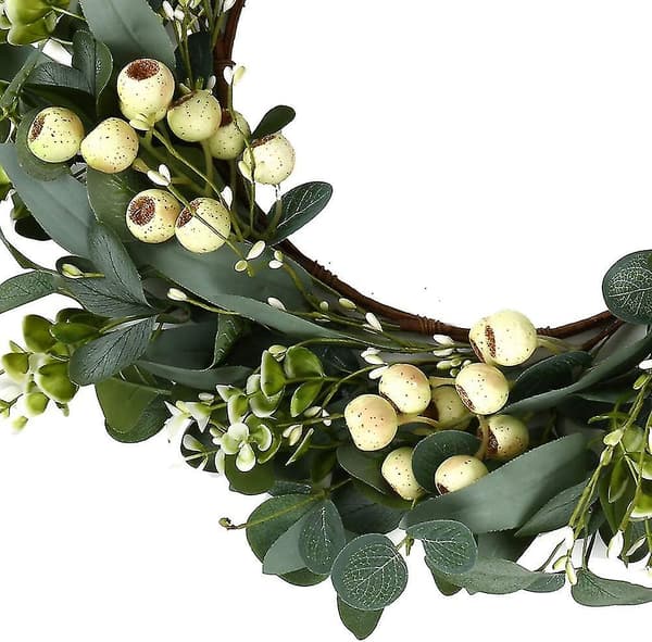 Grøn Eucalyptus Krans, kunstig Eucalyptus Blade Krans med Store Bær, forår/sommer