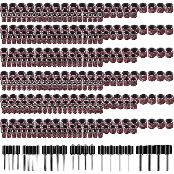 384 Pieces Drum Sander Including 360 Pieces Sanding Bands And 24 Pieces Drum Mandrel For Dremel Rotary Tools Scrollsqy