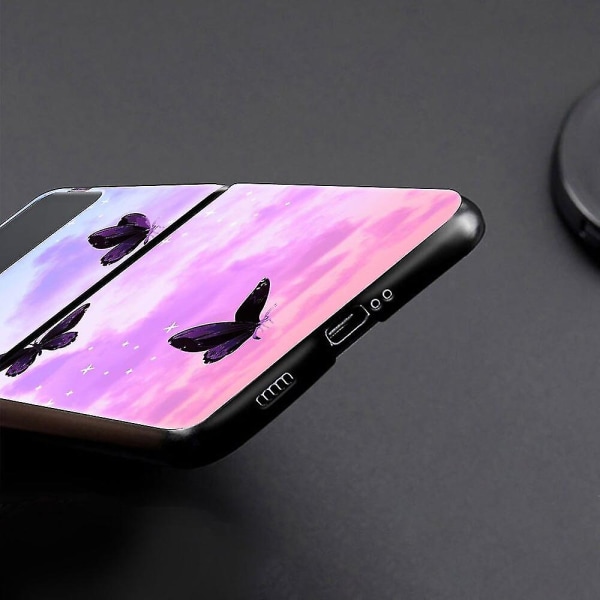 Antichoc stivt skall for Samsung Galaxy Z Flip 3, svart, lilla, sommerfugl, 5g stivt etui