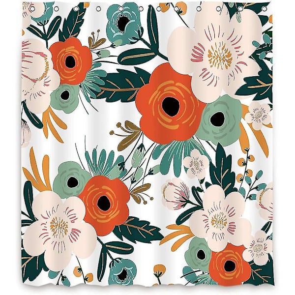 Periwinkle tyg duschdraperi 72 x 84 tum (bredd x höjd) tum akvarellblommor
