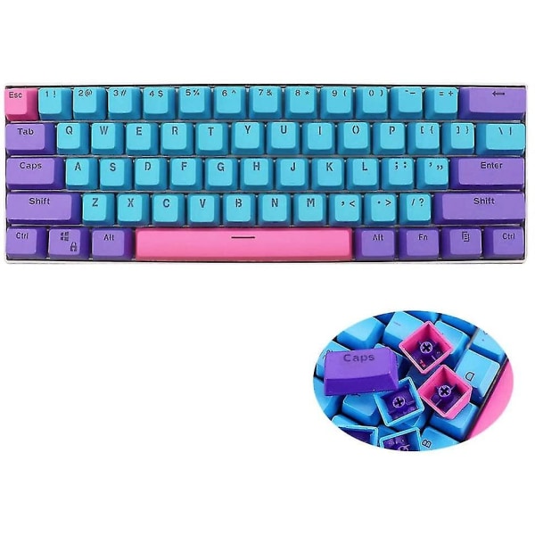 61 PBT-näppäintä, Ducky One 2 Mini -näppäimet OEM-profiililla RGB-valaistuksella, sininen