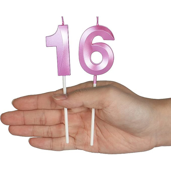 Vaaleanpunaiset 10. syntymäpäiväkynttilät kakkuihin, numero 10 glitterkynttiläkakun koriste juhliin, vuosipäivään, häihin ja juhlallisuuksiin
