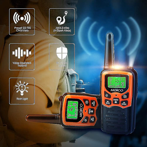 Kryc Walkie Talkies, Pitkän Kantaman Walkie Talkies Aikuisten Käyttöön 22 FRS-Kanavalla, Perheen Walkie Talkie LED-Taskulampulla Vox LCD-Näytöllä Vaellukseen