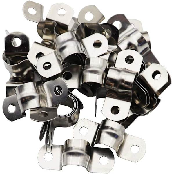 30 st U-formade remmar med två hål, M16, för styva rör, klämma i rostfritt stål 304, rörremsspännare, passar för rör med 16 mm (0,62 tum)