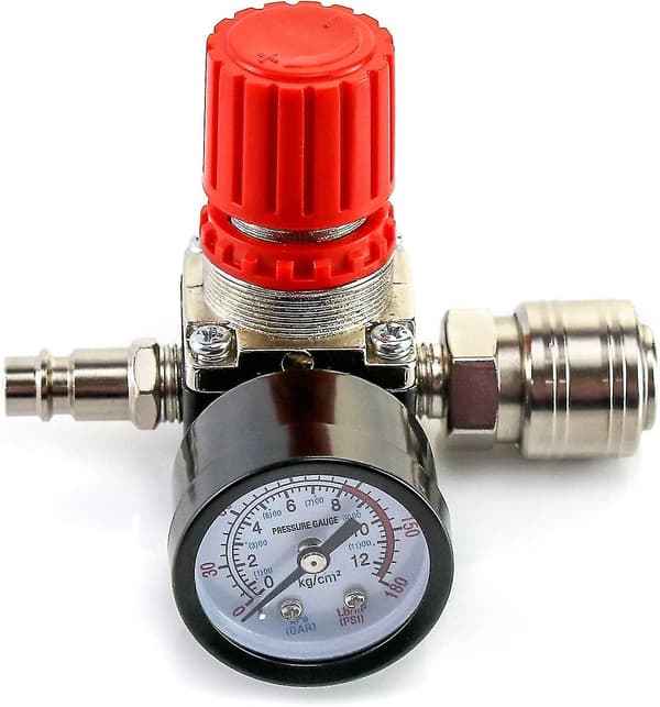 Luftkompressor trykregulator, 1/4\" firevejs ventil måler pneumatisk ekspansionsventil udskiftningstrykregulator