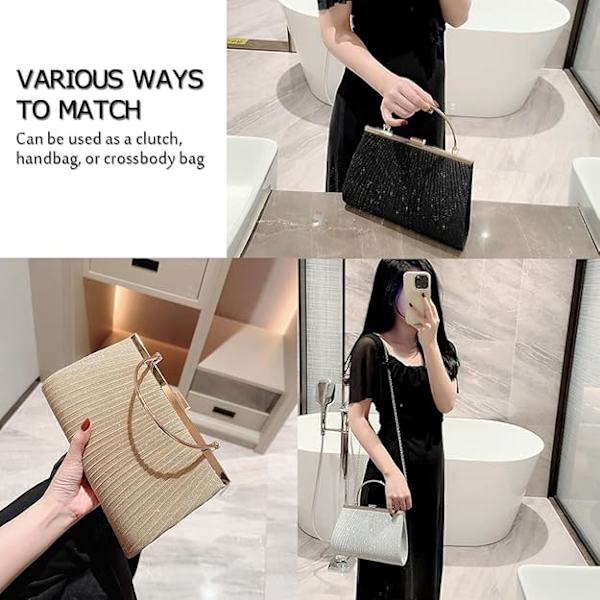 Handväskor Axelväskor Dam glitter clutch väskor Blanka kväll väskor Paljett väskor Lämplig för bröllop, fester, dejter, danser
