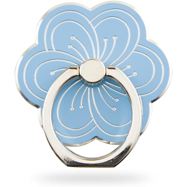 Blomster mobiltelefon ringholder, sinklegering metall telefon rygg ring grep for finger (blå)