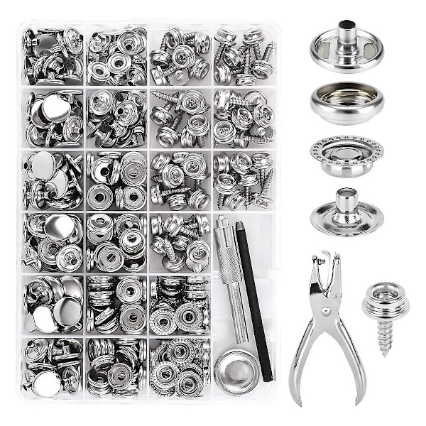 Canvas Snap Kit, Marin-klassat Rostfritt Stål Snaps, Skruv Snaps, Båtkåpa Snaps, Matta Snap Kit Med Inställningsverktyg 314st