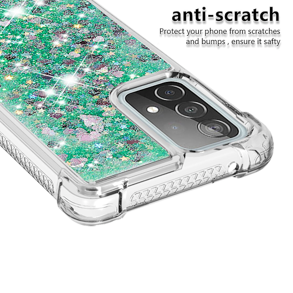 Yhteensopiva Samsung Galaxy A52 5g/4g -kotelo Glitter Liquid Transparent Sparkly Shiny Bling Crystal Clear Flowing Quicksand Cover Tpu Silicone - Vihreä
