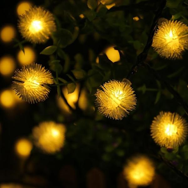 7M 50 LED solcellslingor Chuzzle Ball ljusslinga dekorativa lampor för utomhus hem gräsmatta trädgård uteplats fest och semesterdekorationer (varmvit)