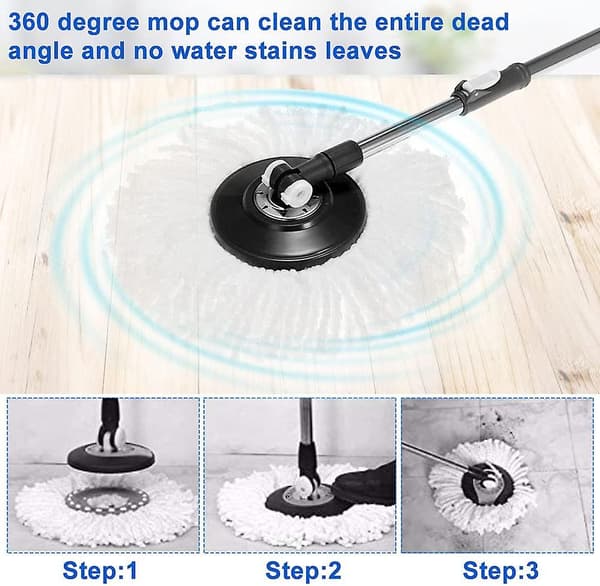 2023 - 3-pak Moppehode, Mikrofiber Swivel Mop Refills, 360° Svingbar Rund Moppehode
