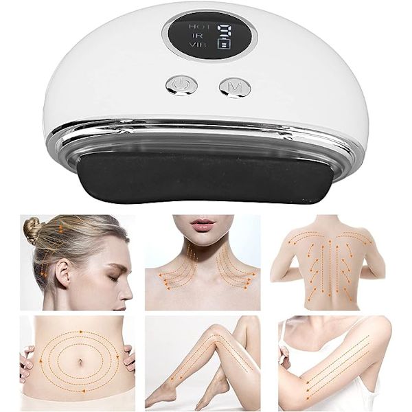 Gua Sha-instrument, automatisk slukning, multifunktionel, hurtig opvarmning, behagelig skrabemassage, ansigtsværktøj med USB-opladningskabel til skønhedssalon