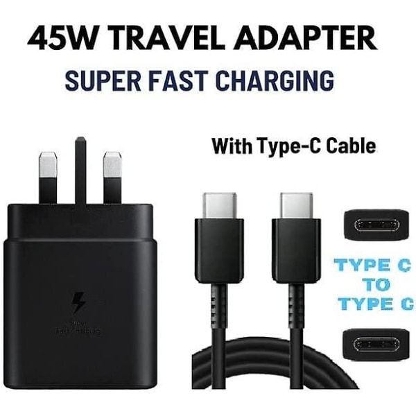 45w Usb C Superhurtig oplader Usb C-stik til Samsung Galaxy S23/s23 Ultra/s23+/s22 Ultra/s22+/s22/s21 Ultra/s21+/s21/s20/note20/not