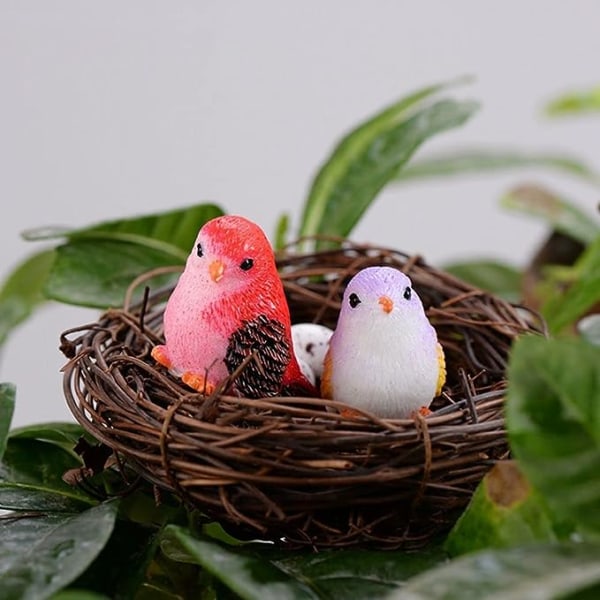 Miniatyrfigur av fågel, 4/8 st, små fåglar, modellfigur, mikrolandskap, hemdekoration, miniatyr, DIY-hantverk, trädgårdsdekoration (4 st grå)