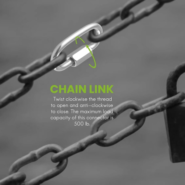 12 stk. Hurtigkobling 4mm Rustfrit Stål Kædeforbindelse, Heavy Duty D-Formet Låsning Ser Ud Til Karabiner