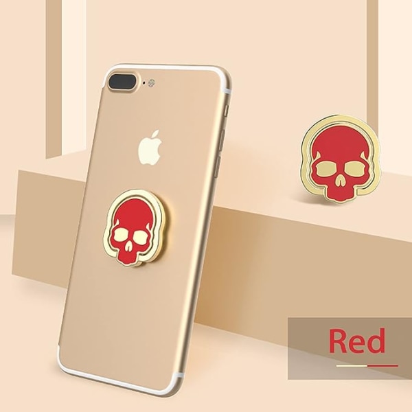 Mobiltelefon Magnetisk bilfäste Kickstand Set med 2 förpackningar 360° justerbar fingerskalle ringhållare (svart och röd)