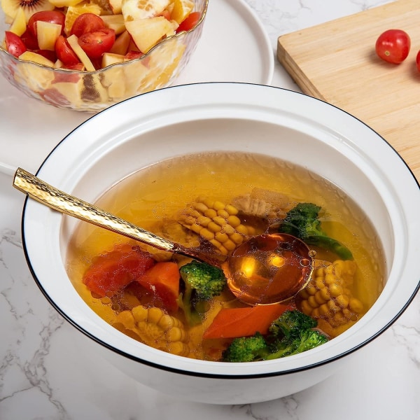 7,67 tommers liten øse skje hamret 18/10 rustfritt stål servering øse suppe øse sausbåt øse (gull)