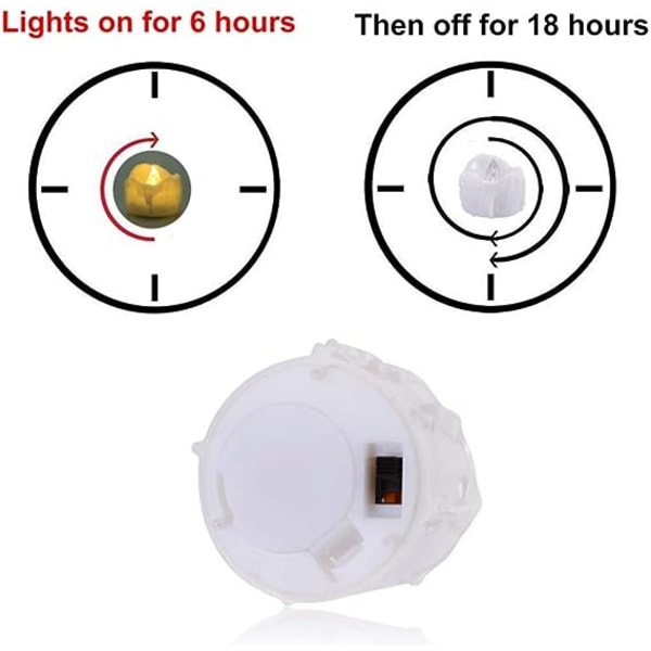 Ilmainen yhdistelmä 24 kpl/erä Kynttilänvalo välkkyvä LED-kynttilä ajastimella Elektroninen kynttilälamppu paristolla loman sisustukseen Romantic