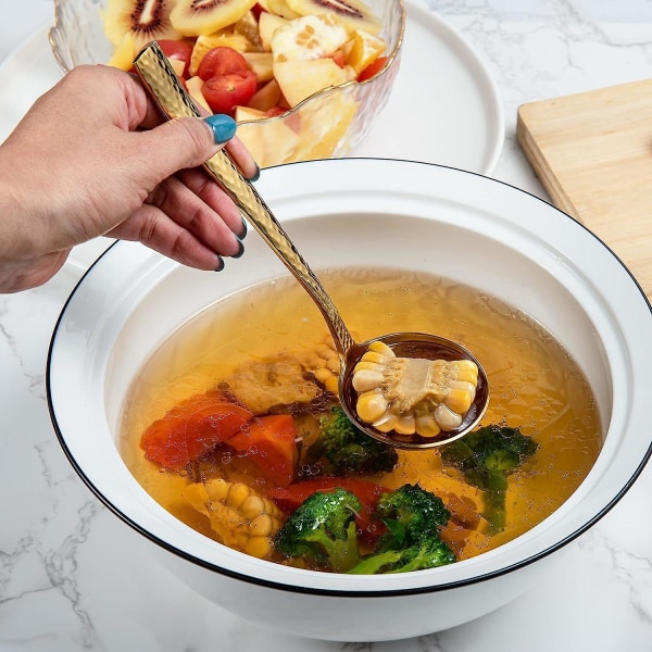 7,67 tommers liten øse skje hamret 18/10 rustfritt stål servering øse suppe øse sausbåt øse (gull)