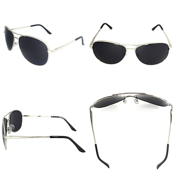 Premium Military Style Klassiska Aviator Solglasögon, Polariserad, 100% UV-skydd Svart