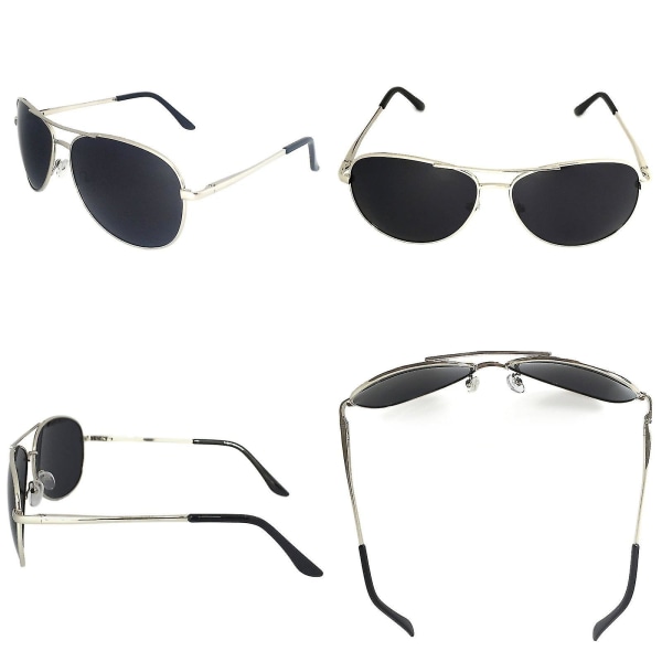 Premium Military Style Klassiske Aviator Solbriller, Polariseret, 100% UV-beskyttelse Sort