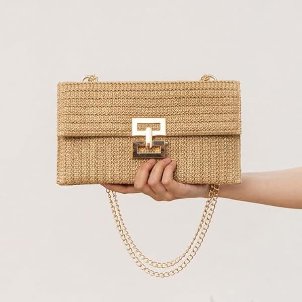 Kvinders sommer strandtasker halm clutch tasker vævede håndtasker halm crossbody tasker