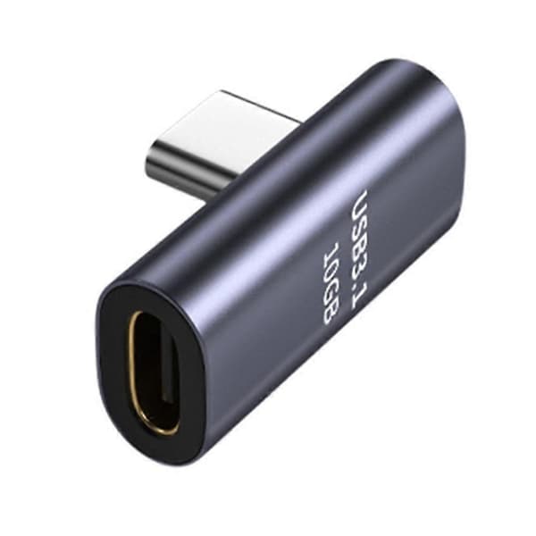 90° USB-C hann-hunn-adapter data rettvinklet omformer fin silver One-size