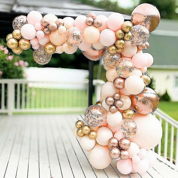 96x Macaron Peach Rose Gold Balloon Arch Kit Garland Baby Shower Party Dekor