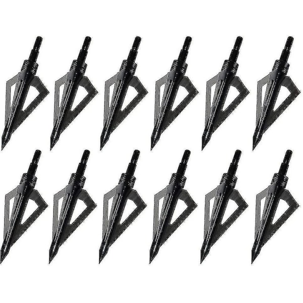 Jakt Broadheads, 12pk 3 Blades Bueskyting Broadheads 100 Grain Screw-In Arrow Heads Arrow Tips Kompatibel med tradisjonelle buer og sammensatte bue-meili