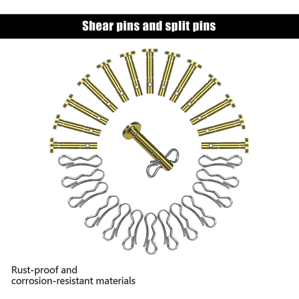 20 Sett Snøfreser Skjærpinner og Splintpinner, 20 stk 738-04124 og 20 stk 714-04040 Skjærpinneutskifting for Mtd Cub Cadet Troy-bilt Snøfresere